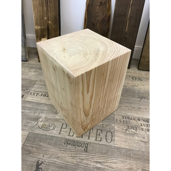 Holzblock, Holzdeko, Sitzhocker, Säule, Beistelltisch, Lärche, 55x29x29cm